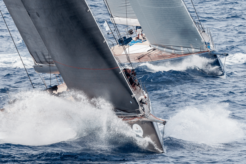 Open Season leads Magic Carpet Cubed upwind in the Wally class.