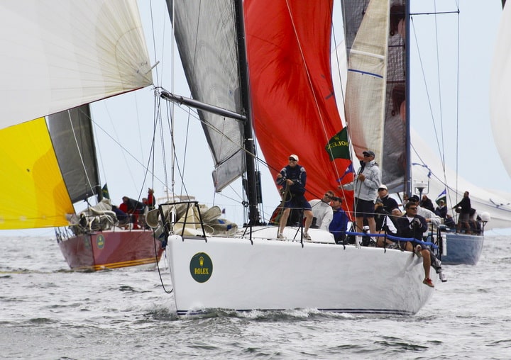 2010 NYYC Annual Regatta Round the Island Day One
SFORZANDO leading a group of her class at the weather mark south of Beavertail.

Photo © Dan Nerney