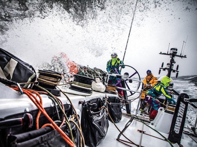 Leg 9, from Newport to Cardiff, day 5 on board Team AkzoNobel. The boat has been powered up and flying along for the past 24 hours.24 May, 2018.