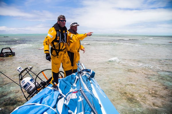 November 30, 2014. Team Vestas Wind ground the boat on Cargados Carajos Shoals. All the crew are safe and uninjured.