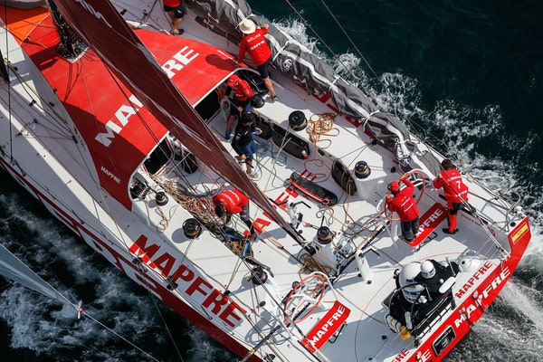 May 17, 2015. MAPFRE during the start of Leg 7 from Newport to Lisbon.