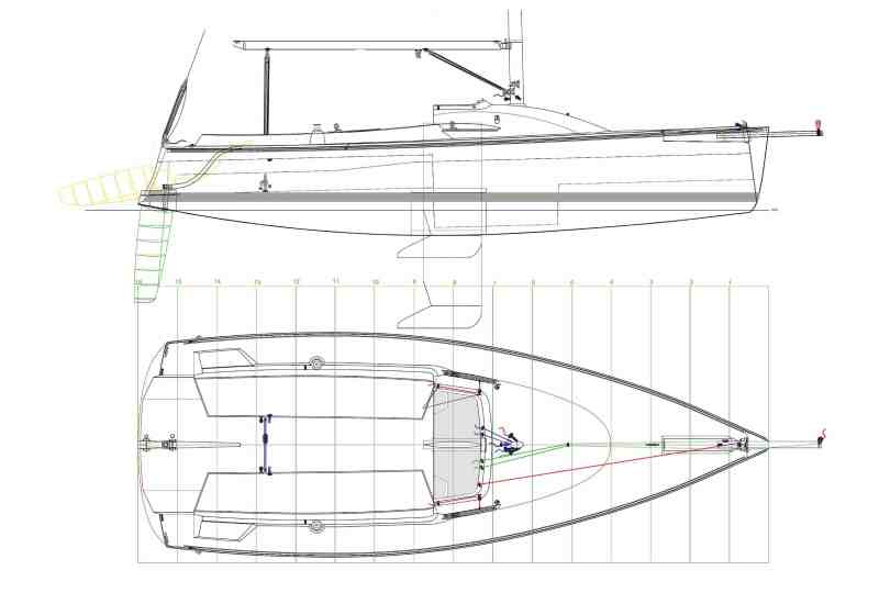 drawings of Tartan 245 sailboat