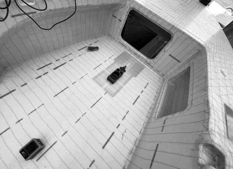 sailboat cockpit machined and measured for mast location before building