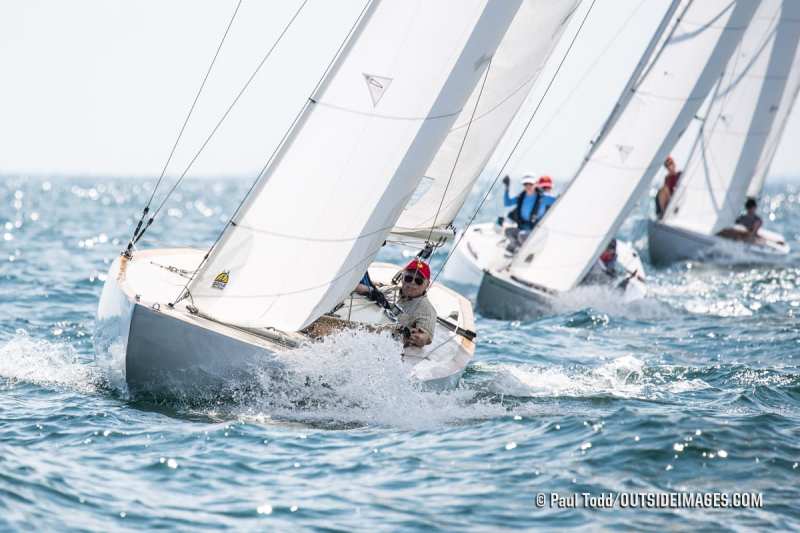 The IOD fleet in Marblehead produces close racing. year after year, and with nine boats set to race at the upcoming Helly Hansen Sailing World Regatta at Marblehead Race Week, the bullseye is squarely on the sail of 2021 overall winner—Bill Widnall's Javelin.