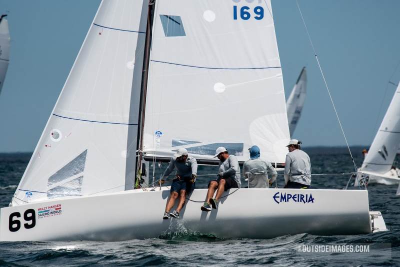 John Heaton's J/70 Empeiria, winner of the J/70 fleet at the Helly Hansen Sailing World Regatta in Marblehead.
