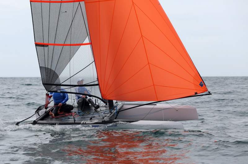 Nacra-500_LMA_8090 The Nacra 500 Mk2 is available as a detuned "sport" model, but the Professional model has the all the right stuff for adults and emerging young catamaran sailors.