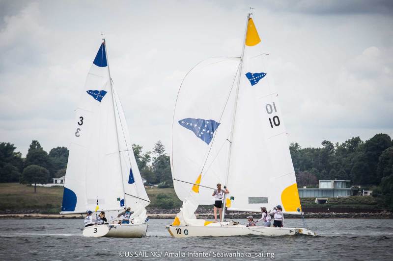 US Sailing's 2022 Women's Match Race Championship action at Seawanhaka Corinthian YC.