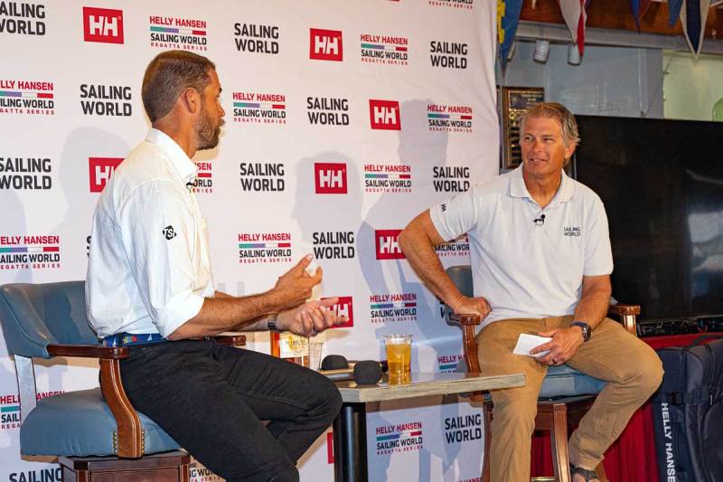 230316_SWRS_SD-537 American Magic flight controller Andrew Campbell holds court at the Coronado Yacht Club with the Sailing World Speaker Series at the Helly Hansen Sailing World Regatta Series.