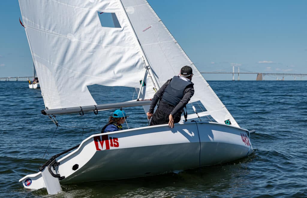 Britton Steele roll tacks his Melges 15.