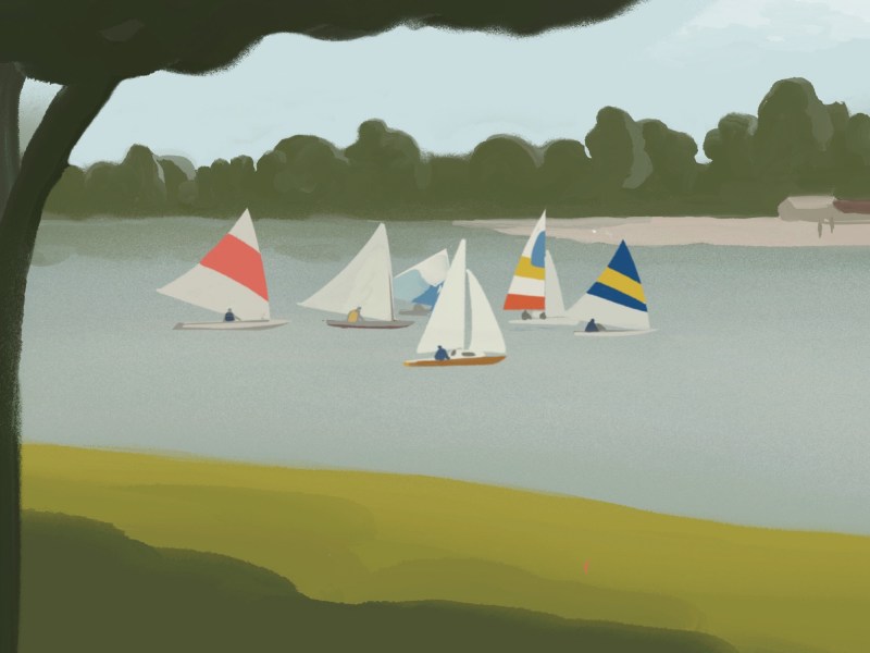 image_6483441 Illustration of sailboats on a lake