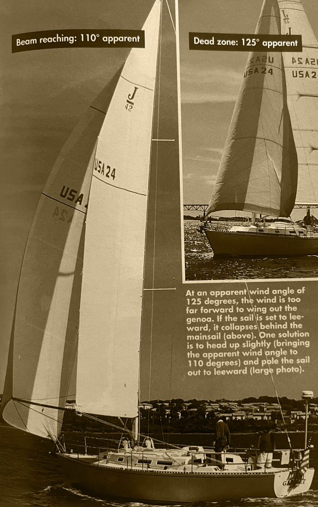 Sailing World Magazine photo of a sailboat reaching the "dead zone"