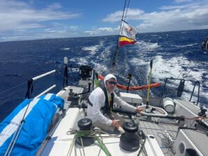 Charles-Etienne Devanneaux on sailboat