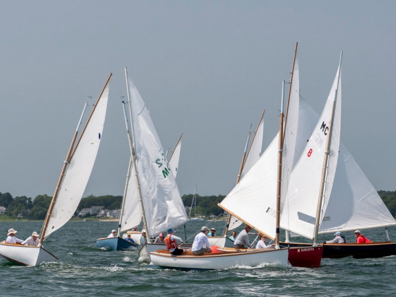 sandpiper-championship Marshall Sandpiper Catboats racing in Massachusetts for their National Championship.