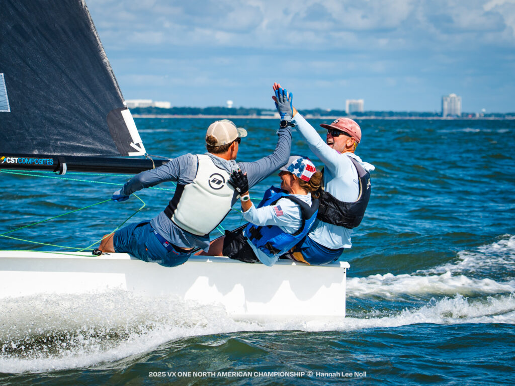 VX One sportboats with colorful spinnakers racing in Florida.