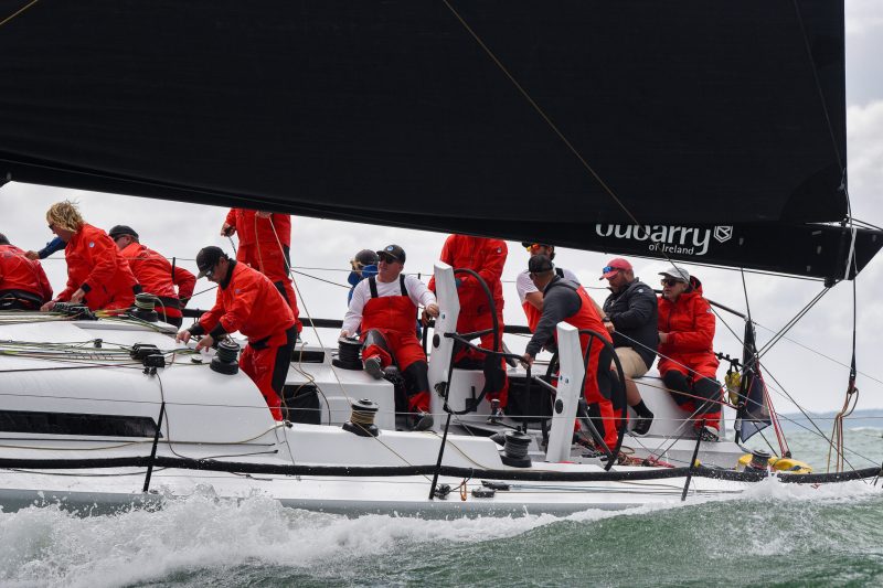 Ron O'Hanley, at the transom of Privateer, during the inshore racing of the 2025 RORC Admiral’s Cup.