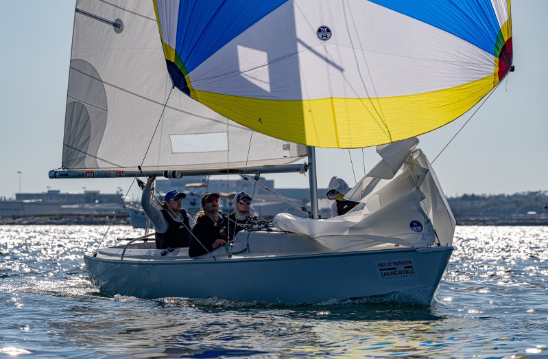 HHSWRS2026_02142026-2333 Kevin Holmberg's Team Fawkes, Sonar Midwinter champions and Helly Hansen Sailing World Regatta Series St. Petersburg overall winners.