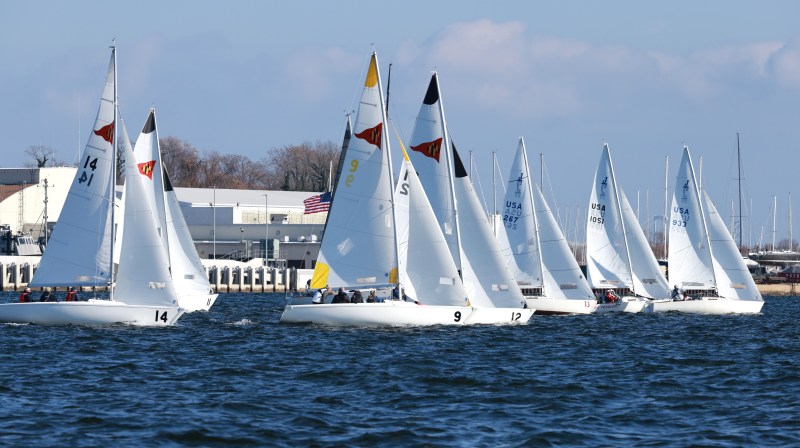 8T2A2867A The Sonar and J/22 sailors of Annapolis YC's Frostbite Racing fleet enjoy their shoulder-season racing.
